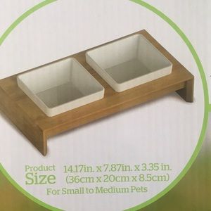 Wood Ceramic Double Diner Bowl.